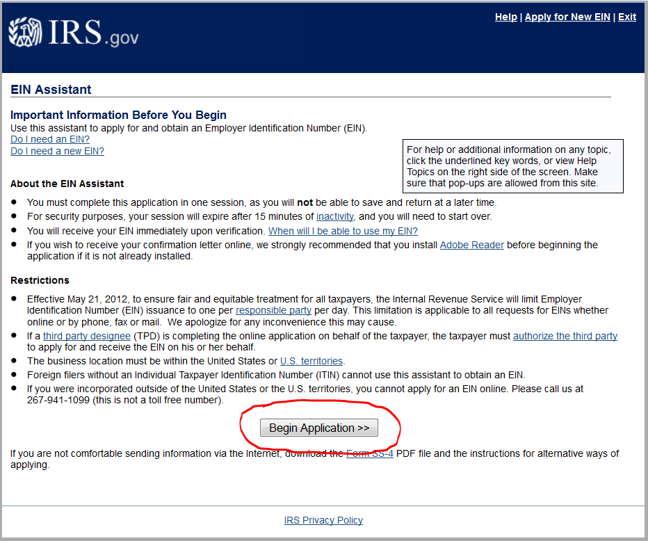 Employer Identification Number - Non Profit Organization Tax Id Number